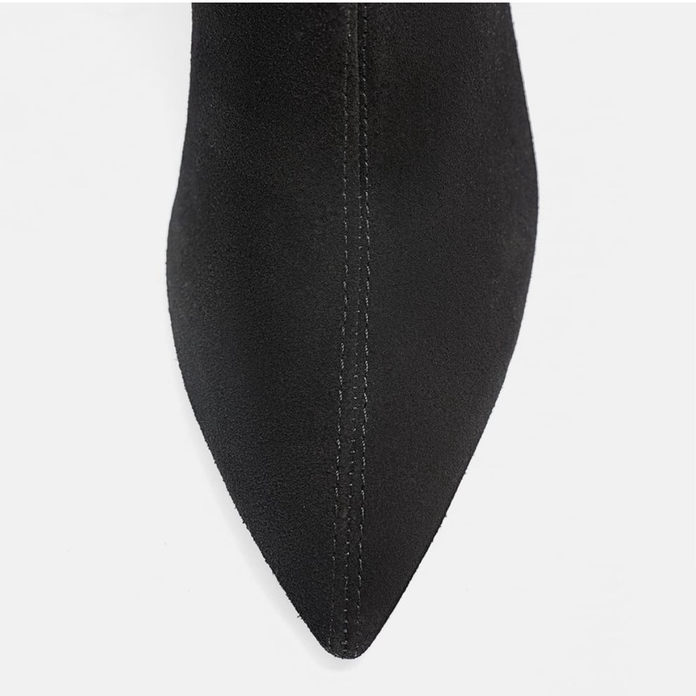 Zara Black Suede Fringe Leather Boots 37 - Picture 5 of 7